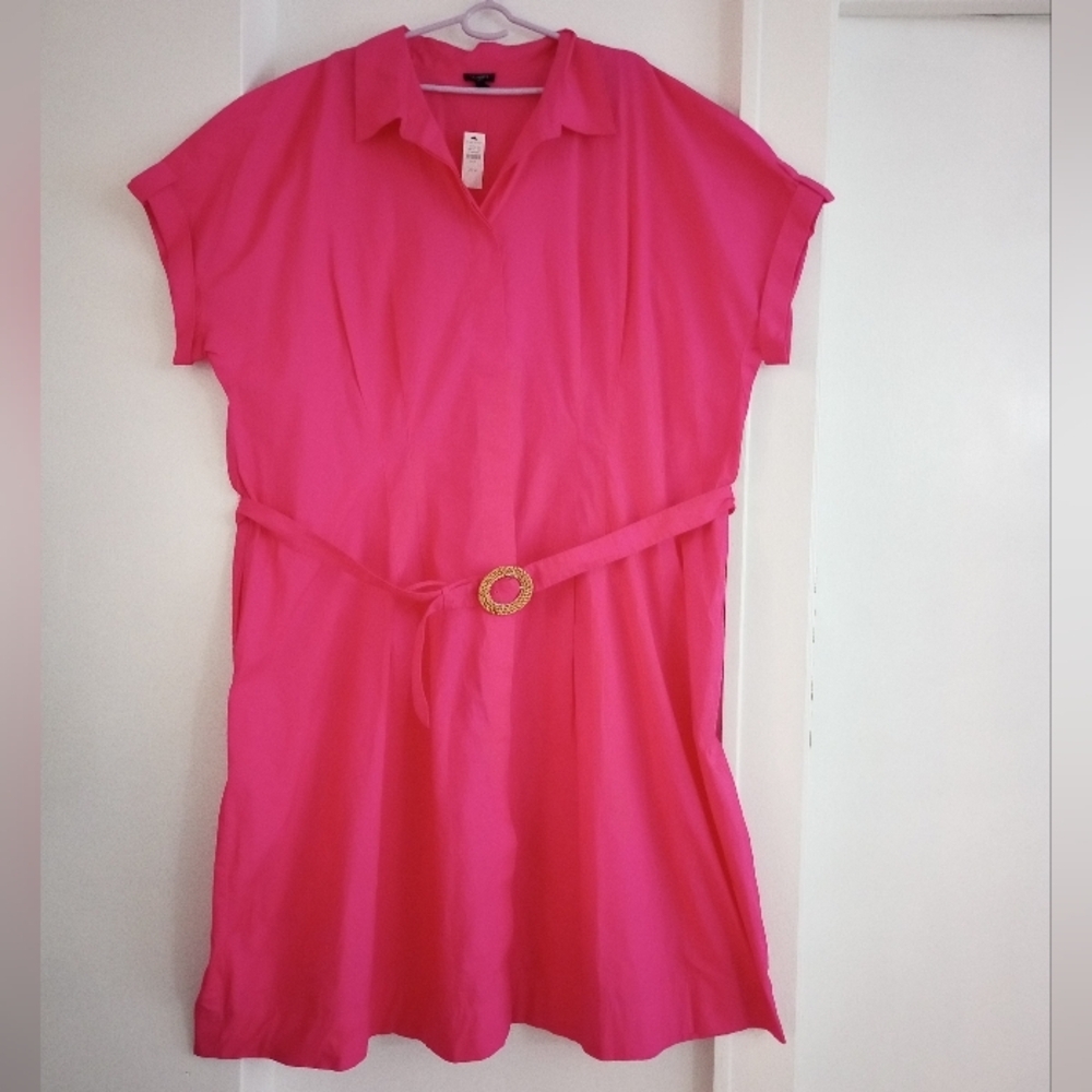Talbots Plus Hot Pink Belted Midi Dress Size 24w